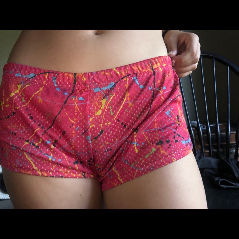 Pink splattered Soffe shorts